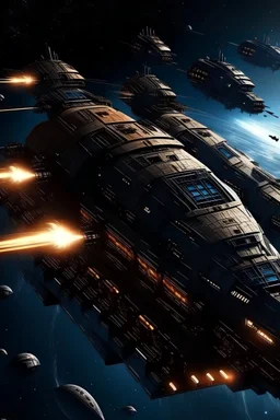 war spaceship fleet preparing for warp speed cimema