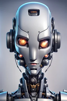 Cartoon robot portrait, anime style, 8K resolution, high quality, ultra graphics, and detailed with lines.