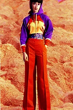 year 1994 women fashion. "summer combat suit trouser" with low waist, baggy, Combat pants, t-shirt and interesting hoodie with high tippet integrated to bolero. Colors: denim blue, blue, purple, khaki, lilac, plum, orange, terracotta, red, pink, dark blue, beige. Women models. Starling pattern prints.Jennifer Lopez, Gwyneth Paltrow, . Big tennis shoes on. Cargo pants.