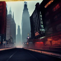 Retrofuturistic, Gotham Metropolis,European Neogothic imperial city, uphill Road, 1900s photograph, 8K resolution, #film, diffuse light,German noir,matte painting,chaos city, traffic,BioShock