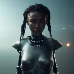 Cyberpunk robot, black girl, catch the katana, unreal engine 5, octane render,cinema4d, dynamic lighting, 8k, redshift render, highly, hyperrealism ultra detailed, hyper realistic.