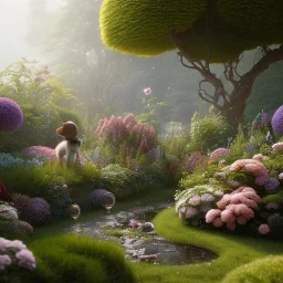 pixar style, volumetric summer garden environment and background, realistic painting of camera, looking excited, volumetric lighting, dramatic lighting, detailed digital painting, extreme dense and fine fur, anime, ornate, colour-washed colors, elegant, small minutiae, tiny features, particulars, centered, smooth, sharp focus, renderman gofur render, 8k, uhd, detailed eyes, realistic shaded volumetric lighting, sunlight caustics, backlight, centered camera view