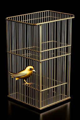 babylon reprsented by gold twitter bird logo captured in a caged box in a box