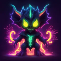 Aloof Archfiend in cute neon sparks art style