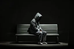 man sitting on a bench in the street