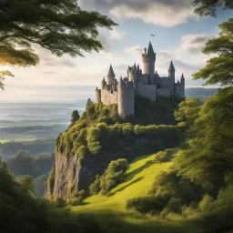 The imposing Castle Evermoor stands tall atop a rocky promontory, overlooking the sprawling lands of the barony. Surrounded by lush, verdant forests, the castle enjoys a strategic vantage point that allows its inhabitants to survey the countryside with ease. The castle's grey stone walls exude an air of strength and resilience, while its towering turrets and battlements serve as a testament to the Thornwood family's noble lineage. As one ventures beyond the castle's protective embrace, they woul