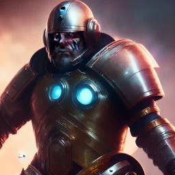 Epic Character design, strong Male void soldier wearing metal armor BLACK gold, mist, photorealistic, octane render, unreal engine 5 style, ultra detailed, volumetric lighting, Dark Alien planet, old man with helmet scarred face with beard