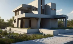 a futuristic house architecture tesla _ style rendering octane, exterior, hd, hyperrealistic, intricate details, high quality