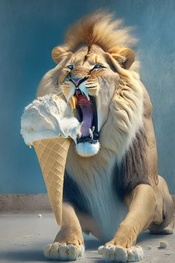 lion eating ice cream