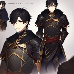 Character sheet, male, black hair, poor, leather armor