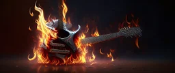 4K. REALISTIC FULL DETAILS; LOGO EMISSION FIRESTARTER. SORCIER VAUDOU JOUE DE LA GUITARE