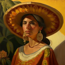 mexican woman portret painting neoclassism whole body zoom the sun