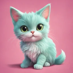 A delightful and adorable cartoon illustration featuring a cute mint-colored cat against a charming pink background, (delightful illustration:1.4), (adorable cartoon cat:1.5), (charming pink background:1.3), (expressive mint hues:1.2), inspired by the styles of cute cartoon artists, trending on ArtStation, Intricate, Sharp focus, vibrant lighting, (whimsical:1.4), (playful ambiance:1.3), (lush fur details:1.5), Cartoon, Masterful, Captivating, High Detail, Cinematic view