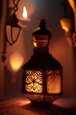generate me an aesthetic photo of perfumes for Perfume Bottles in a Moroccan Lantern-lit Setting
