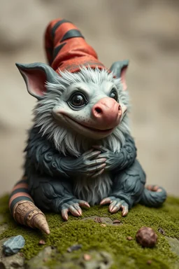 hi poly Mud luxury smiling psychic Opossum fur dragon gnome just the character and simple background orcs kissing