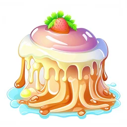 Cartoon illustration for children: sweet prehistoric jelly dessert, white background