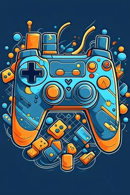 A illustration game-pad. , t-shirt design, no background, vector,format png, 4k