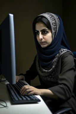 iran woman working with computer