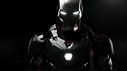 a desktop wallpaper w ith dark theme and a character like ironman