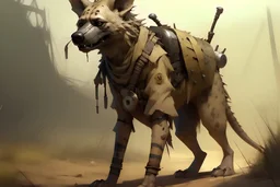 anthro hyena bandit, post-apocalyptic, concept art