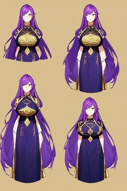 Young asian woman, anime barbarian character, purple hair, gold eyes, long hair gold jewelry, leather, vibrant color, highly detailed, art stations, concept art, smooth, unreal engine 5, god rays, ray tracing, RTX, lumen lighting, ultra detail, volumetric lighting, 3d, finely drawn, high definition, high resolution.