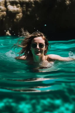 woman in a bikini swimming