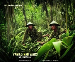 vietnam war. jungle. cd cover. bokeh. lens flare. warm lights. high detailed