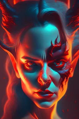 woman and the devil , high delicate defined details, beautiful, atmospheric, matte, 3 d 8 k octane rendered, sharp focus, illustration, high detail, ultra realistic, highly saturated colors