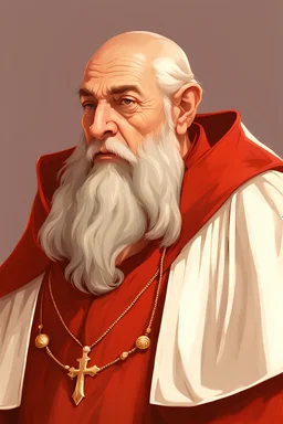 Man, cardinal, red robe, red biretta, religious, game avatar, portrait, illustration