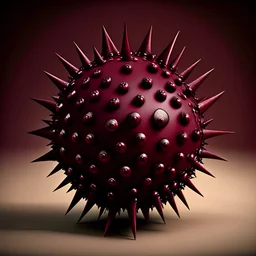 burgundy ball with big spikes and bones