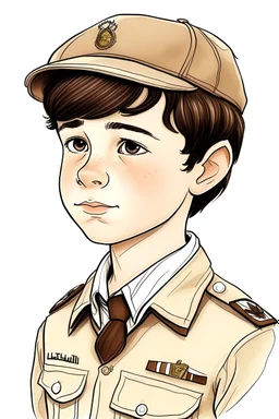 desenho de um menino de cabelos castanhos usando uniforme da lufa lufa