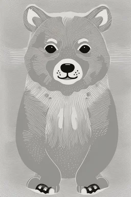 A delightful coloring page design showcasing an adorable baby bear in a charmingly naive art style. The artist has skillfully created a whimsical scene with minimal details and a focus on bold, thick black outlines. The endearing fox, prominently positioned in the center, is the highlight of this illustration. The all-white background beautifully complements the simplistic design, allowing young artists to unleash their creativity. As the baby fox takes center stage, a subtle hint of its