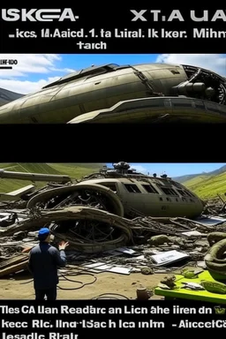 Hieronymus Bosch style nightmare huge ufo spaceship hovering above a car