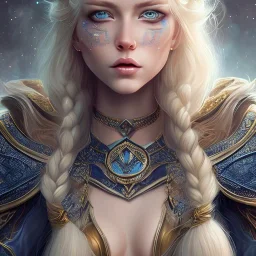 ice queen blue eyes long blond hair in elden ring realistic