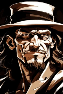 Portrait of Rob Lucci, from One Piece manga, Caravaggio style