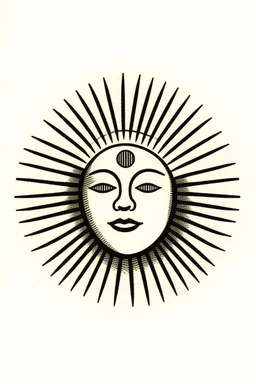 sun of may front face portrait logo, stamp, minimal geometrical.