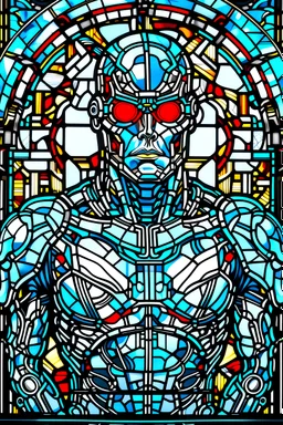 DC Cyborg stained glass,