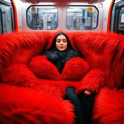Métro en fourrure rouge, ambiance xocooning
