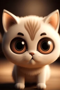 cat, chibi style, large eyes, soft light, cute