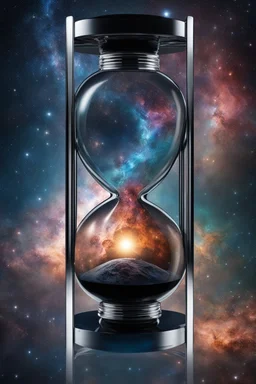 The galaxy pouring through an hourglass, hig detailed, sharp focus, etheraly, stunning, nebula, stars, deep colors, perfect composition