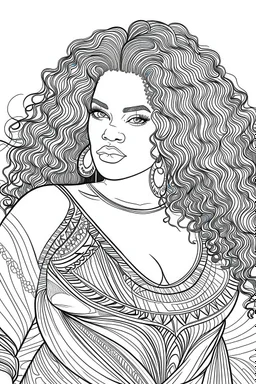 coloring page of black curvy woman