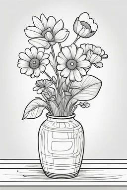 outline art for cute flower in vase at the kitchen coloring pages with which, White background. sketch style, clean line art, white background, no shadow and clear