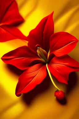 red Asiatic Dayflower on golden background