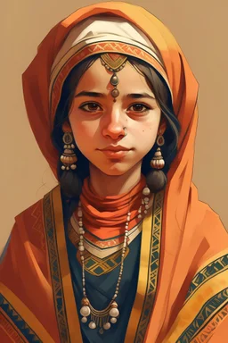 Digital drawing of a girl wearing Yemeni heritage clothes