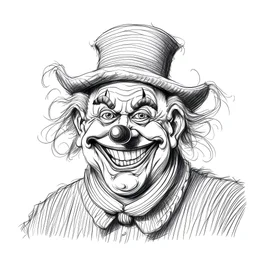 boceto a mano de payaso sonriendo
