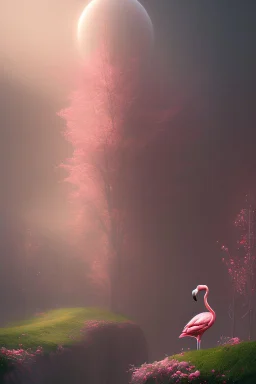 the pope as a flamingo, volumetric fog, 4k, trending art, depth of field, radiosity