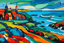 abstract landscape of iona in the style of the Scottish colourists