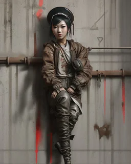 an arafed graffiti japanese dancer on the wall of a building, rolands zilvinskis 3d render art, dystopian grunge, trending on unsplash, steam punk grafitti, hyper realistic digital art, sticker art, disco elysium style, pexels, neoexpressionist, behance art, gritty background, solarpunk, oilpunk, unsplash transparent, to be or not to be, scrap metal on workbenches, infinite regression, interconnected human lifeforms, symbolic mural, album cover artwork, (((heavy whimsical))) vibes