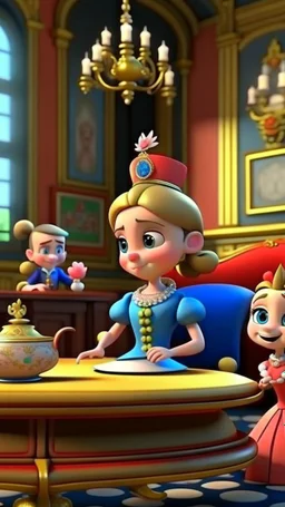 Meeting with royal friends and inviting them to the event, cartoon,3D