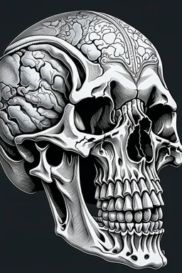 greek sculpture styled human skull illustration